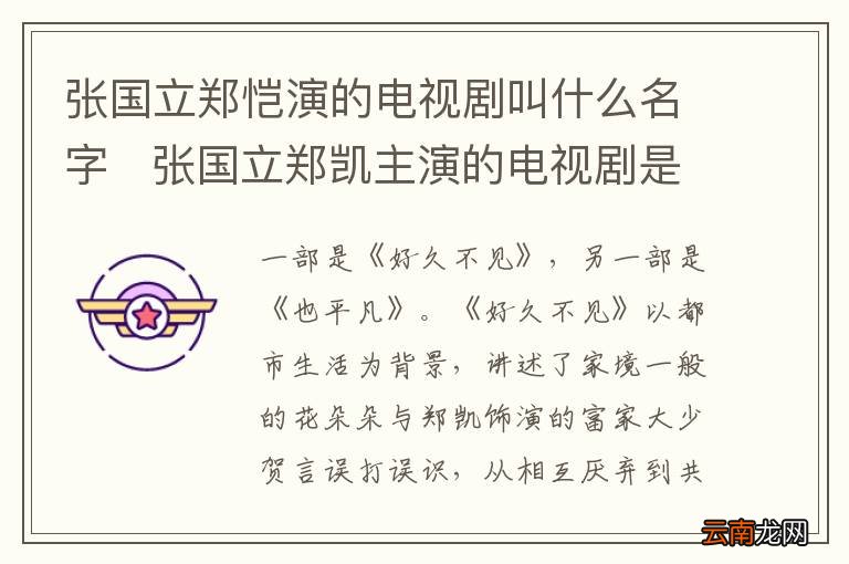 张国立郑恺演的电视剧叫什么名字张国立郑凯主演的电视剧是什么