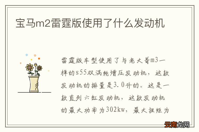 宝马m2雷霆版使用了什么发动机
