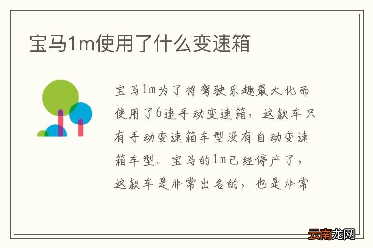 宝马1m使用了什么变速箱