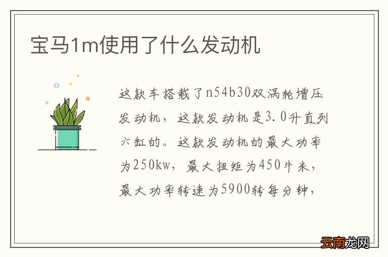 宝马1m使用了什么发动机