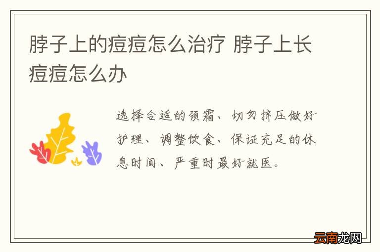 脖子上的痘痘怎么治疗 脖子上长痘痘怎么办