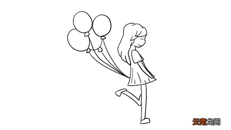 拿气球的小女孩简笔画怎么画