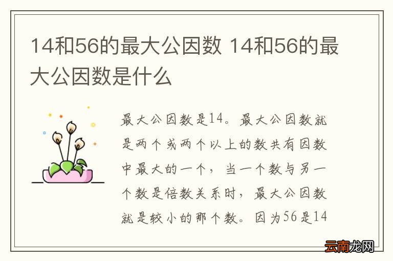 14和56的最大公因数 14和56的最大公因数是什么