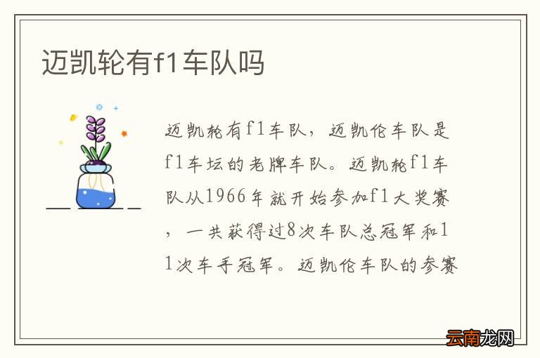迈凯轮有f1车队吗
