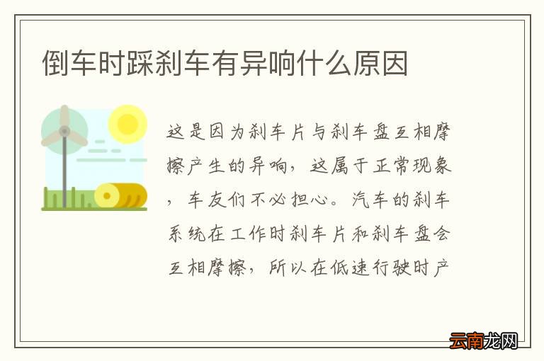 倒车时踩刹车有异响什么原因