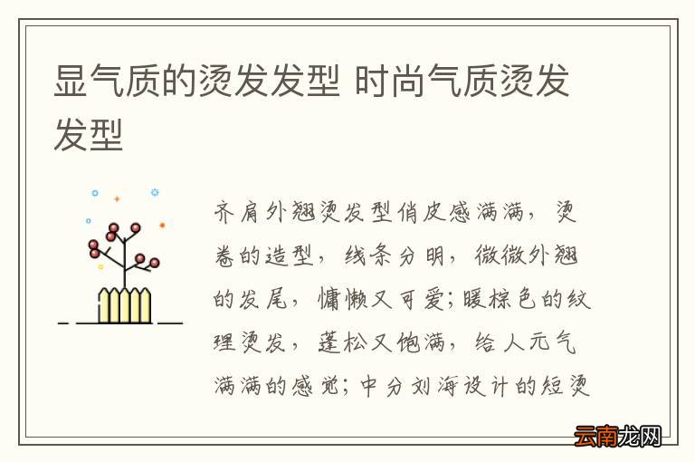 显气质的烫发发型 时尚气质烫发发型
