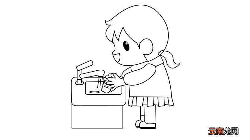 抗击疫情 勤洗手简笔画