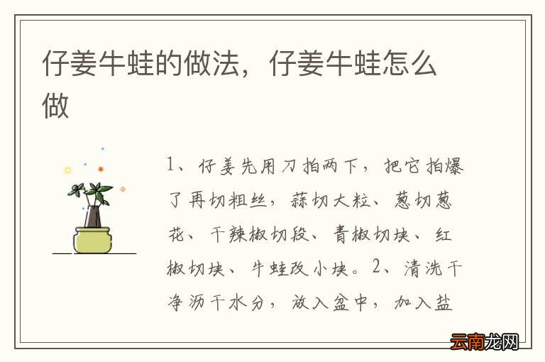 仔姜牛蛙的做法,仔姜牛蛙怎么做
