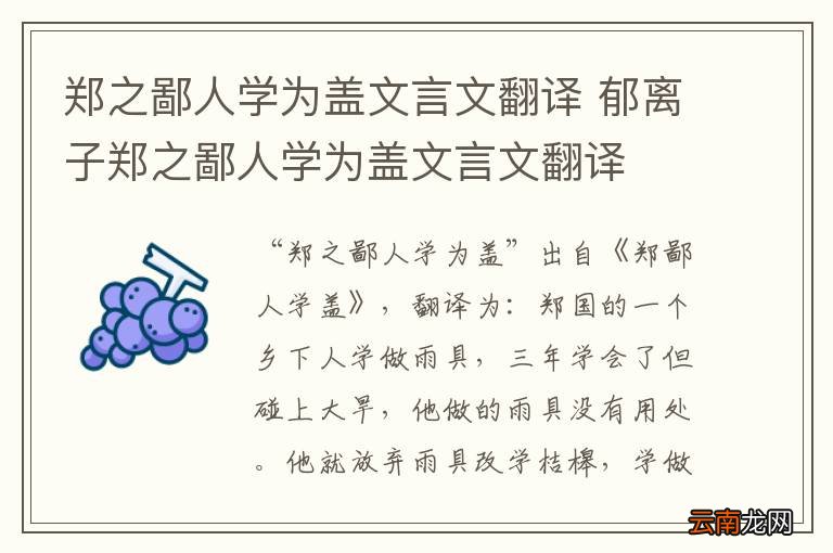 郑之鄙人学为盖文言文翻译 郁离子郑之鄙人学为盖文言文翻译