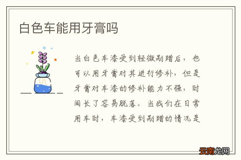 白色车能用牙膏吗
