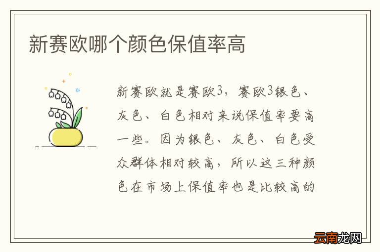 新赛欧哪个颜色保值率高