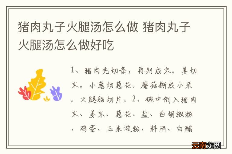 猪肉丸子火腿汤怎么做 猪肉丸子火腿汤怎么做好吃
