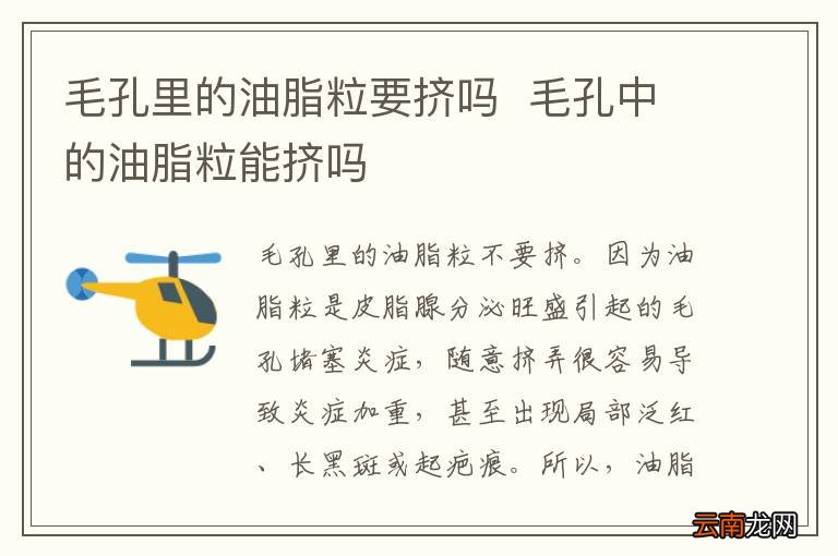毛孔里的油脂粒要挤吗毛孔中的油脂粒能挤吗