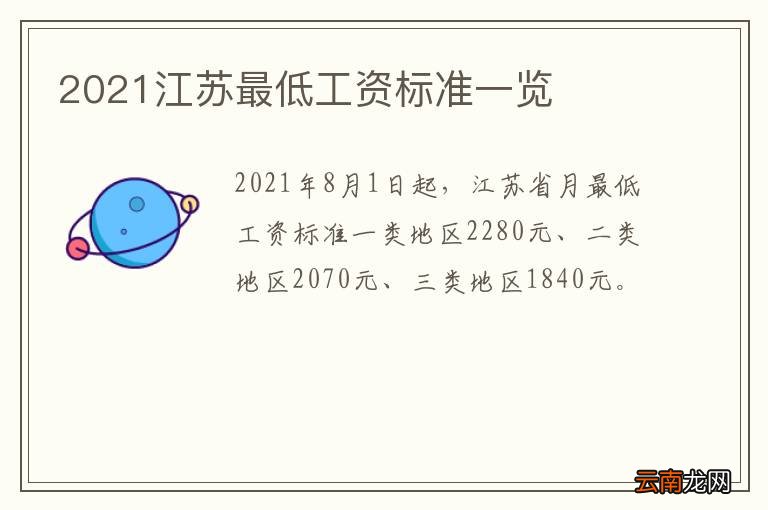 2021江苏最低工资标准一览