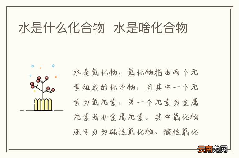 水是什么化合物水是啥化合物
