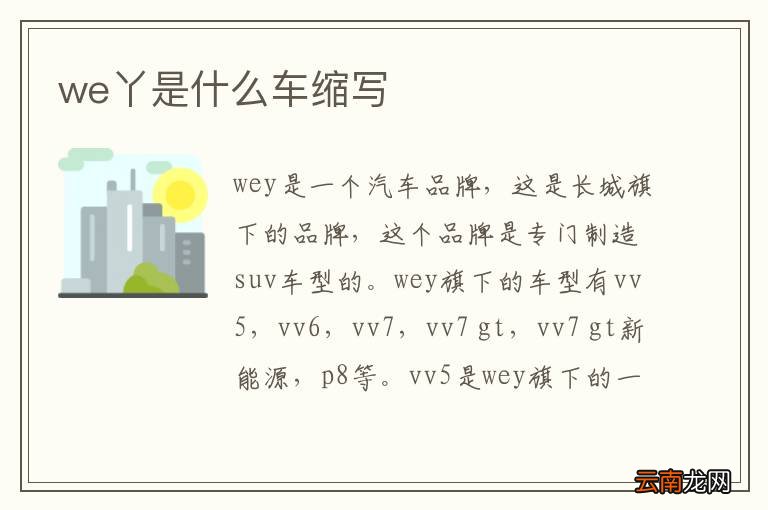 we丫是什么车缩写
