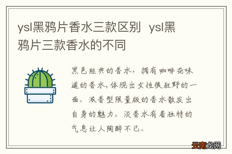 ysl黑鸦片香水三款区别ysl黑鸦片三款香水的不同