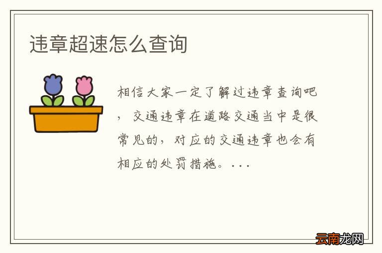 违章超速怎么查询