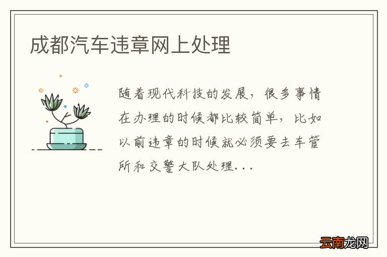 成都汽车违章网上处理