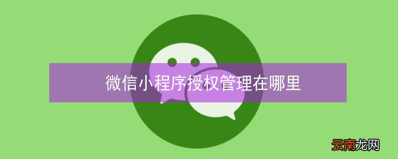 微信小程序授权管理在哪里