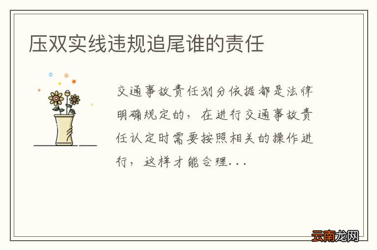 压双实线违规追尾谁的责任