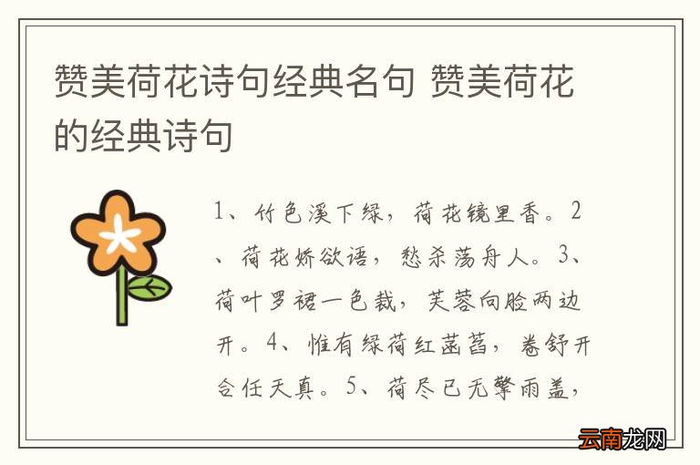 赞美荷花诗句经典名句 赞美荷花的经典诗句