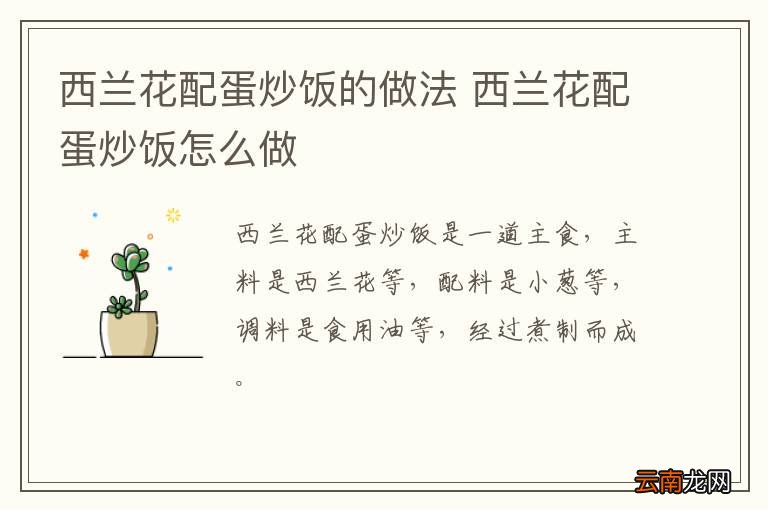 西兰花配蛋炒饭的做法 西兰花配蛋炒饭怎么做