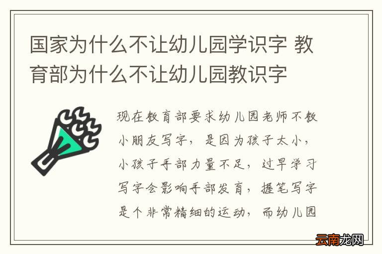 国家为什么不让幼儿园学识字 教育部为什么不让幼儿园教识字