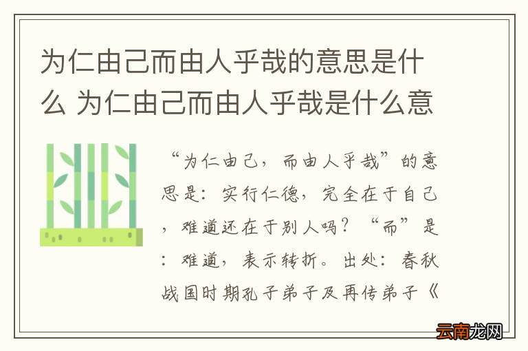 为仁由己而由人乎哉的意思是什么 为仁由己而由人乎哉是什么意思
