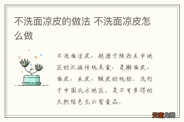 不洗面凉皮的做法 不洗面凉皮怎么做