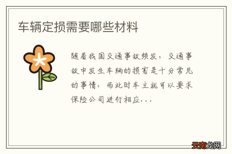 车辆定损需要哪些材料