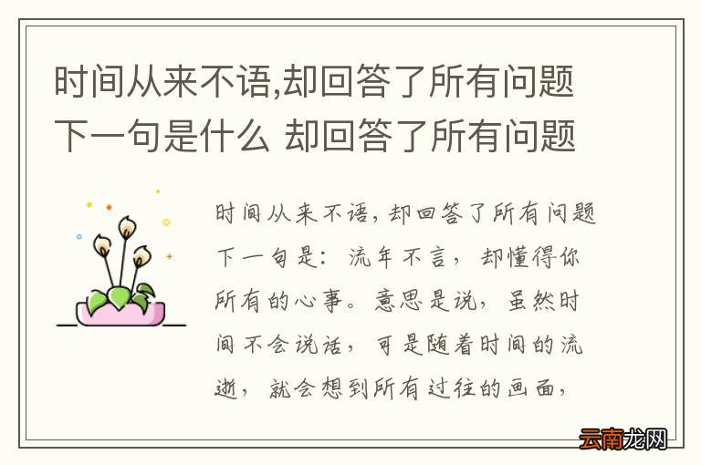 时间从来不语,却回答了所有问题下一句是什么 却回答了所有问题下一句是什么意思