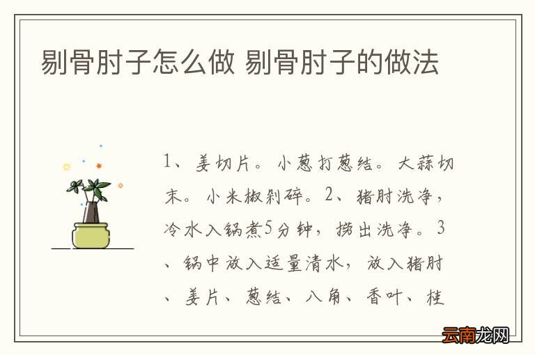 剔骨肘子怎么做 剔骨肘子的做法