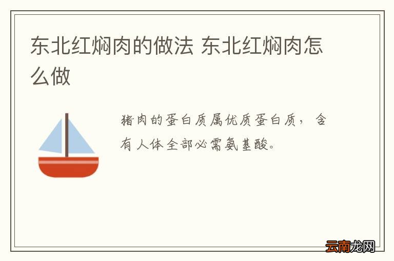 东北红焖肉的做法 东北红焖肉怎么做