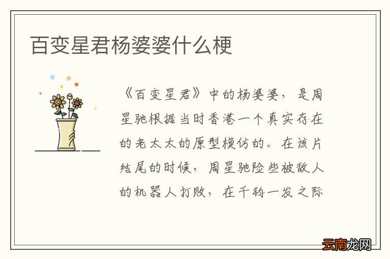 百变星君杨婆婆什么梗