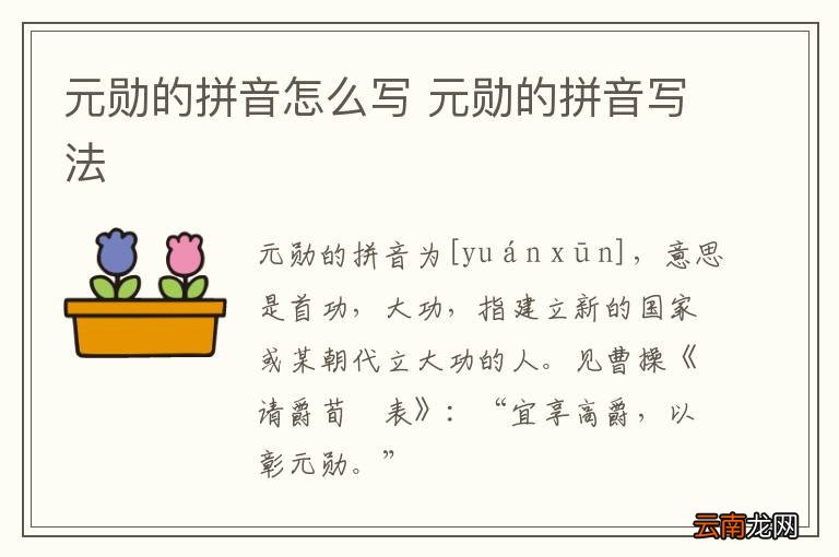 元勋的拼音怎么写 元勋的拼音写法