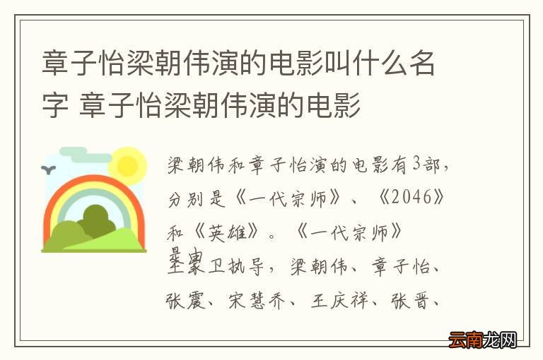 章子怡梁朝伟演的电影叫什么名字 章子怡梁朝伟演的电影