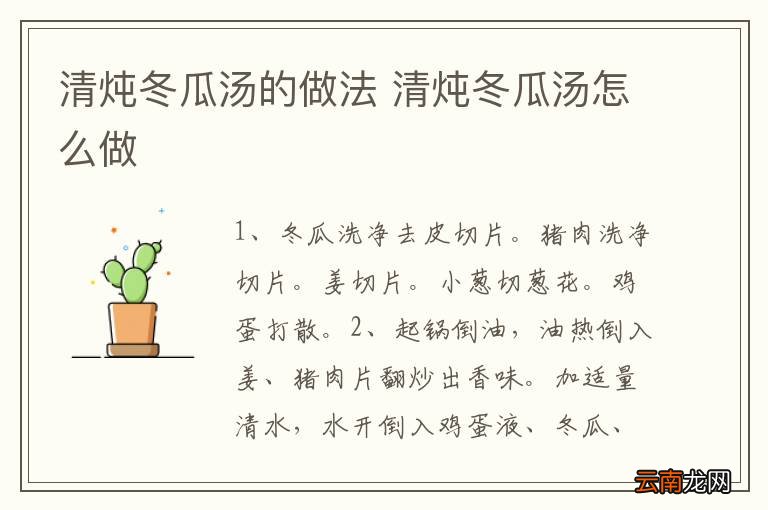 清炖冬瓜汤的做法 清炖冬瓜汤怎么做