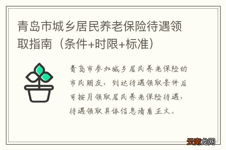 条件+时限+标准 青岛市城乡居民养老保险待遇领取指南