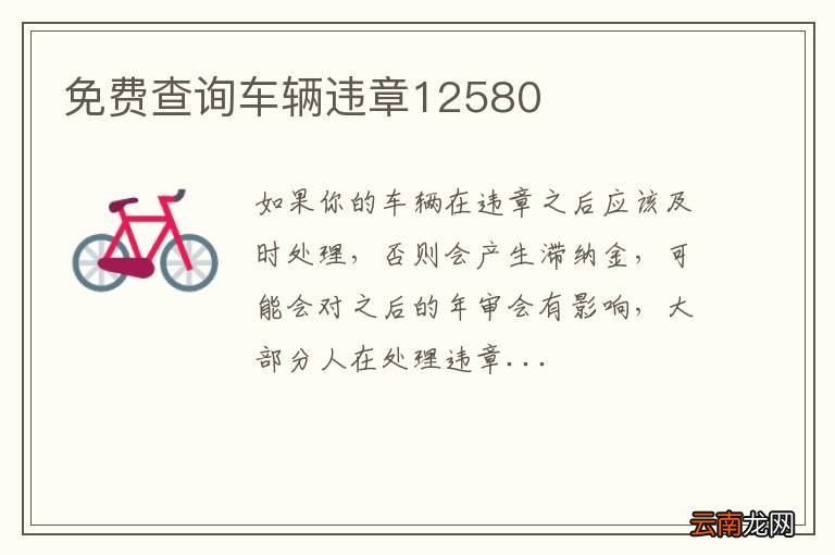 免费查询车辆违章12580