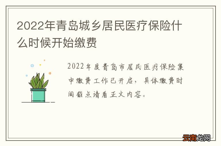 2022年青岛城乡居民医疗保险什么时候开始缴费