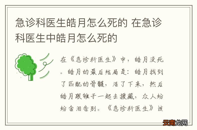 急诊科医生皓月怎么死的 在急诊科医生中皓月怎么死的