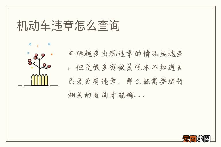 机动车违章怎么查询