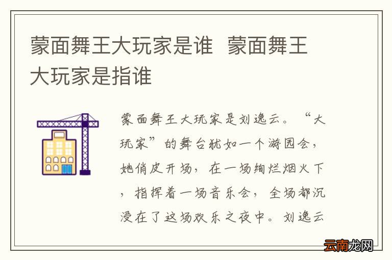 蒙面舞王大玩家是谁蒙面舞王大玩家是指谁