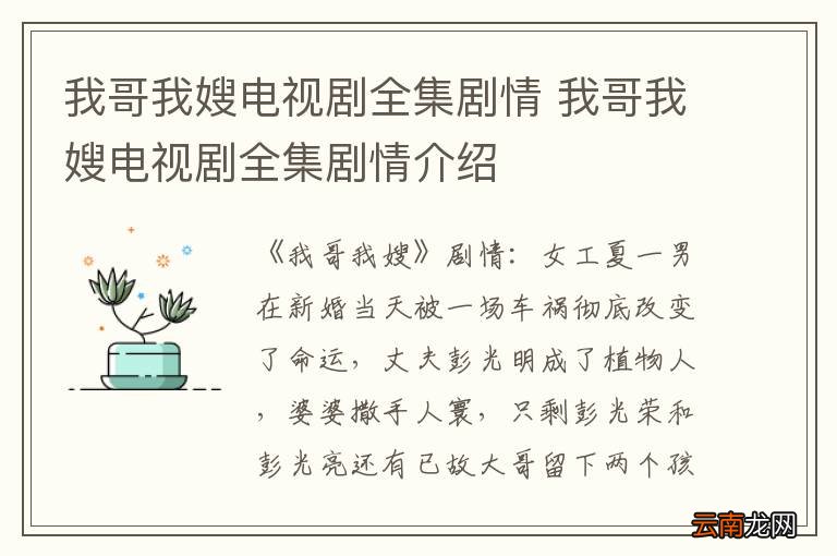 我哥我嫂电视剧全集剧情 我哥我嫂电视剧全集剧情介绍