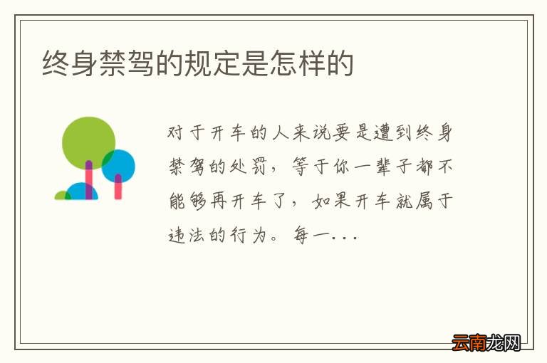 终身禁驾的规定是怎样的