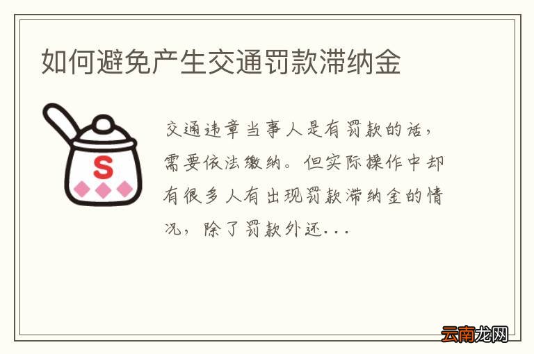 如何避免产生交通罚款滞纳金