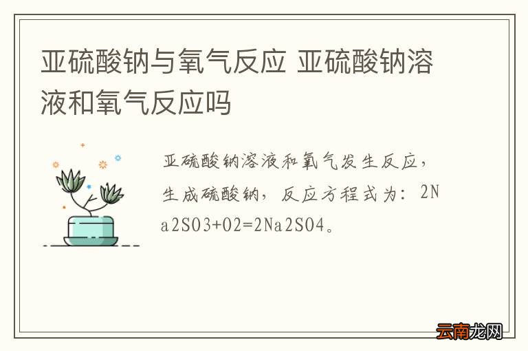 亚硫酸钠与氧气反应 亚硫酸钠溶液和氧气反应吗