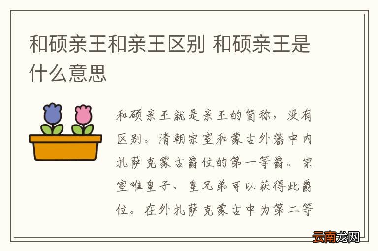 和硕亲王和亲王区别 和硕亲王是什么意思