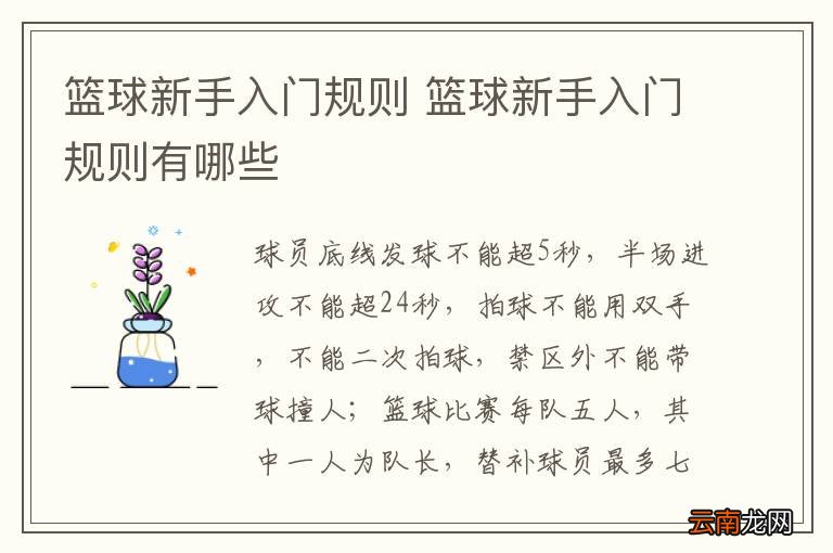 篮球新手入门规则 篮球新手入门规则有哪些